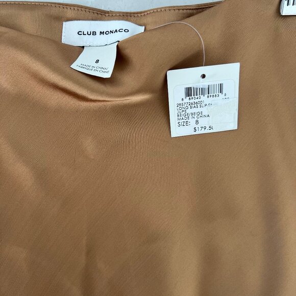 Club Monaco Mustard Long Bias Slip Skirt Size 8 - Picture 4 of 7